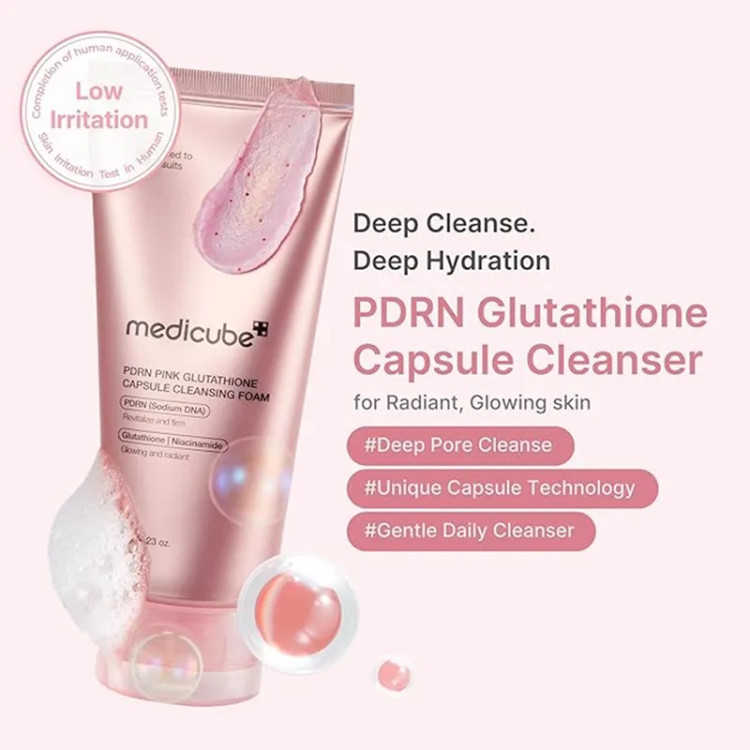 فوم پاک کننده کپسولی گلوتاتیون PDRN PINK مدی کیوب 120 میل